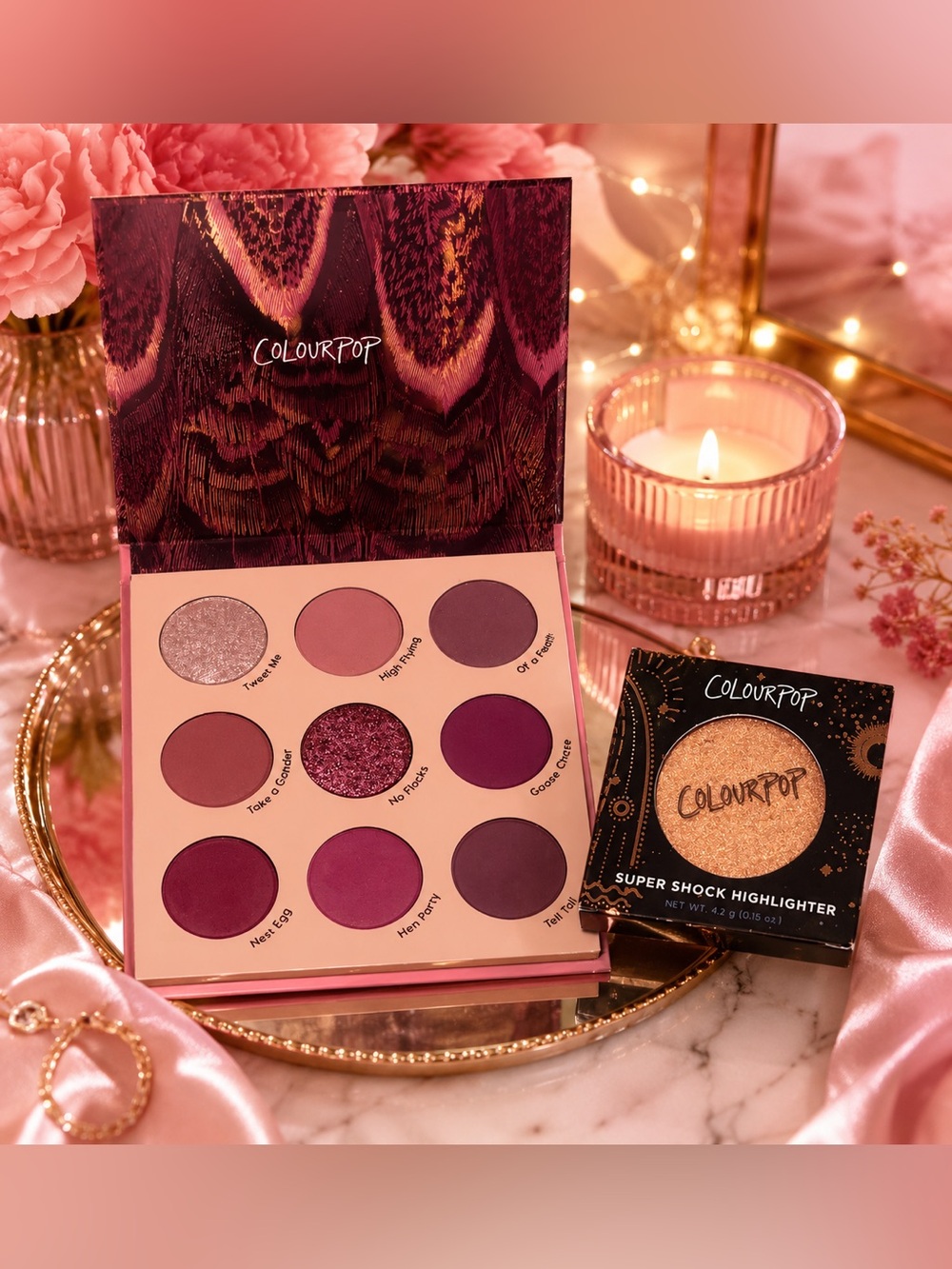 ColourPop Fine Feathered Eyeshadow Palette & Super Shock Highlighter Duo
